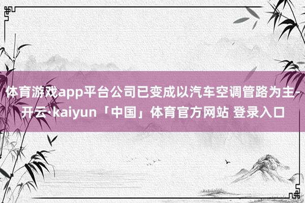 体育游戏app平台公司已变成以汽车空调管路为主-开云·kaiyun「中国」体育官方网站 登录入口